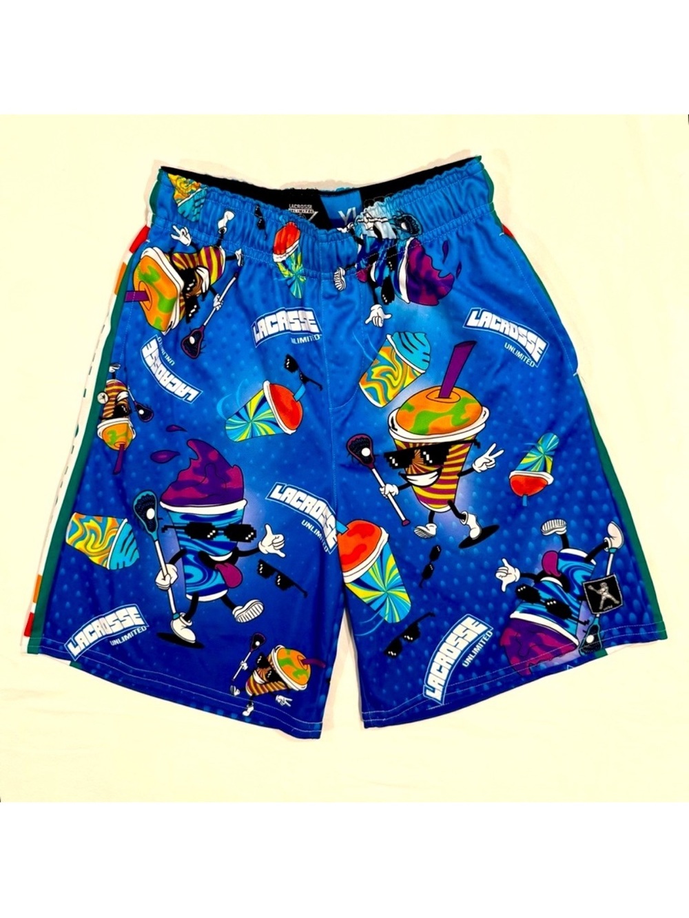 Lacrosse Unlimited Slushy Shorts Boys Small 7-11 Slurpee Chill Lax Summer Fall